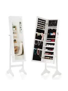 47.3-Inch Full-Length Jewelry Organizer Standing Mirror – Independent Jewelry Wardrobe with Velvet Lining, Multi-Functional for Accessory Storage & Dressing