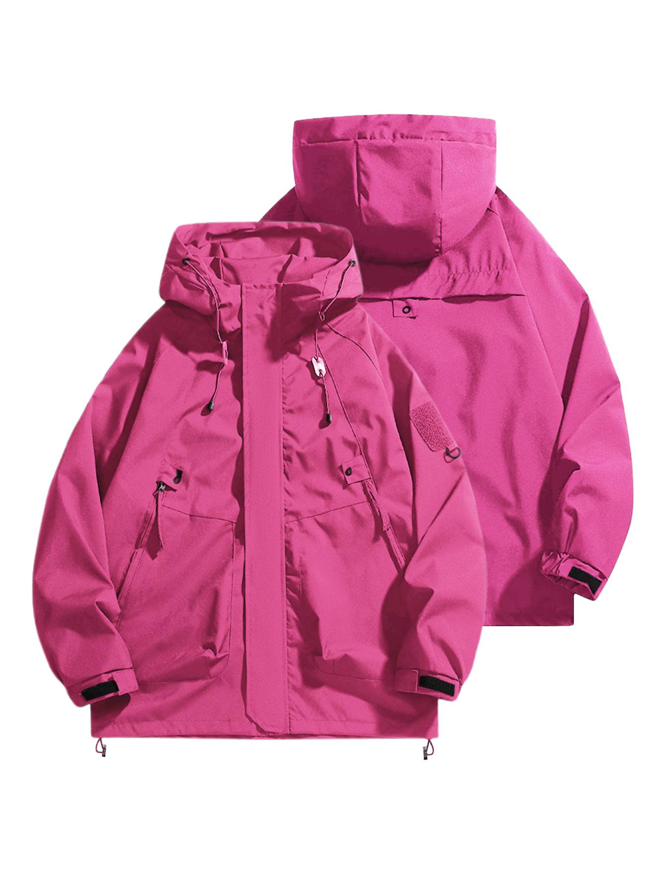 CCCMAI Men's Windbreaker Jacket with Hood Zippered Pockets & Adjustable Drawstrings Regular Fit Spring Fall Outdoor Workwear for Hiking Camping Casual Wear Hiking Gear Functional Design Durable Fabric