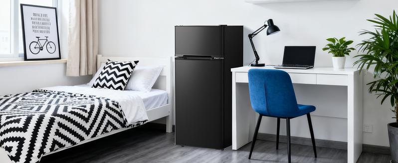 Antarctic Star Compact Refrigerator with Freezer,2 Door Mini Fridge,Adjustable Shelf,Small Fridge for Bedroom Office Dorm Kitchen,4.5 Cu.Ft.BLACK