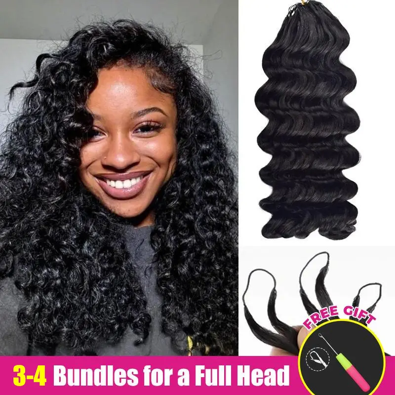 ISEE HAIR Crochet Hair Loose Deep Human Hair Extensions Miracle Knots Pre-Separated 50g/Pack (32-38 Strands Per Pack）– Knotless Boho Braids, 4-5 Packs for Full Head, Protective Hairstyles Vacation Hair #Summervibes#ISEECrochetNewArrivals
