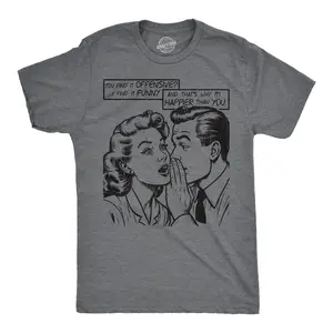 Mens Funny T Shirts You Find It Offensive I Find It Funny Sarcastic Retro Graphic Novelty Tee for Men Mens Funny T Shirts Cool Vintage Fashion T-Shirt Gift Classic Menswear Sarcastic Apparel for Men Funny Dark Grey