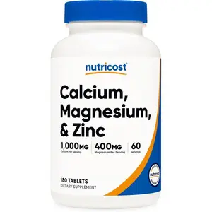 Nutricost Calcium, Magnesium & Zinc Tablets 1,415 mg, 180 Tablets - Vitamin/Mineral Blend Supplement, 60 Servings - Gluten Free, Non-GMO