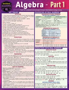 Algebra Part 1: A Quickstudy Laminated Reference Guide -- S. B. Kizlik, Poster