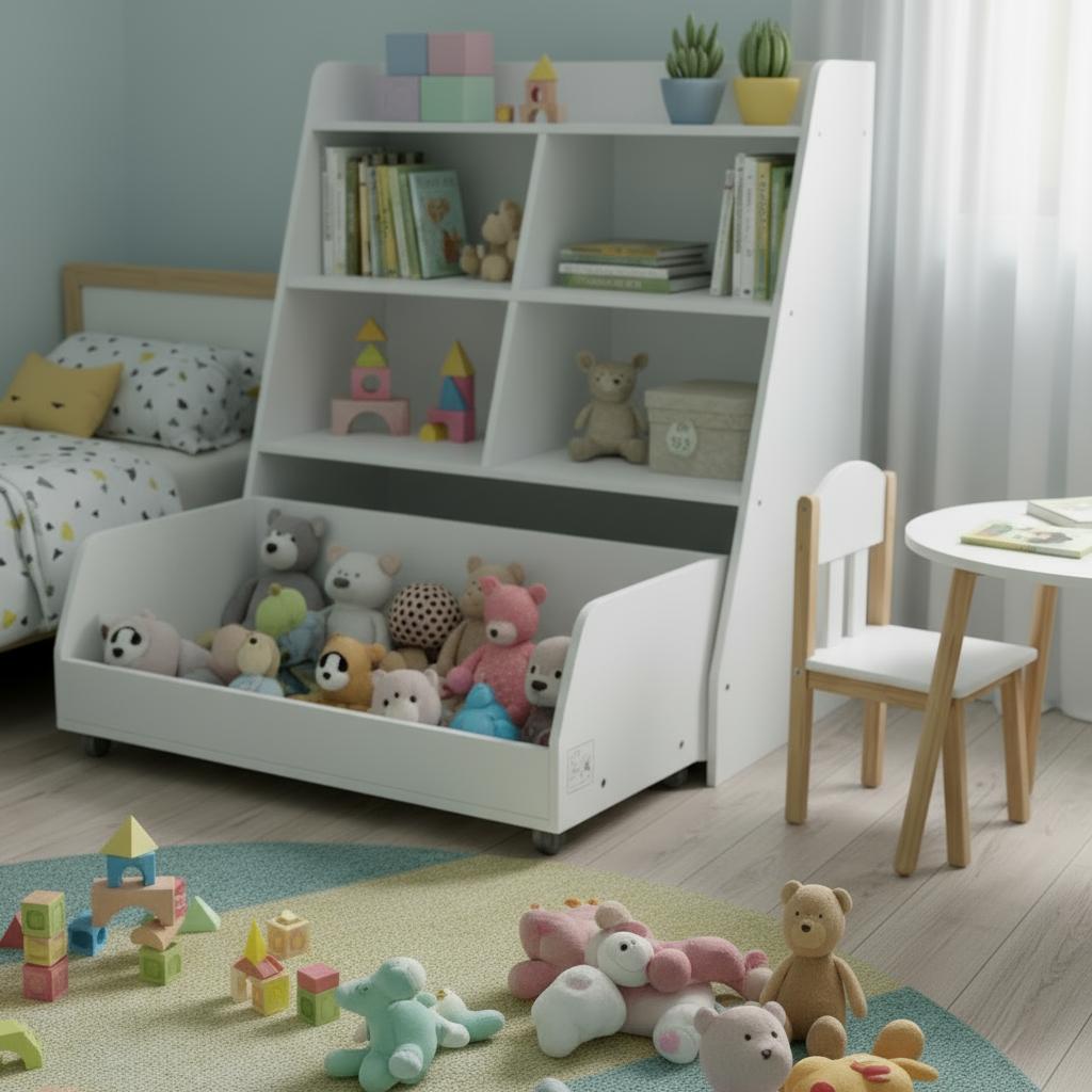 MIUvanity Kids Bookshelf and Toy Storage, 4 Layer Fabric Toddler Bookshelf, Toy Storage Organizer, Sling Kids Bookcase, for Playroom, Bedroom, Nursery, Classroom