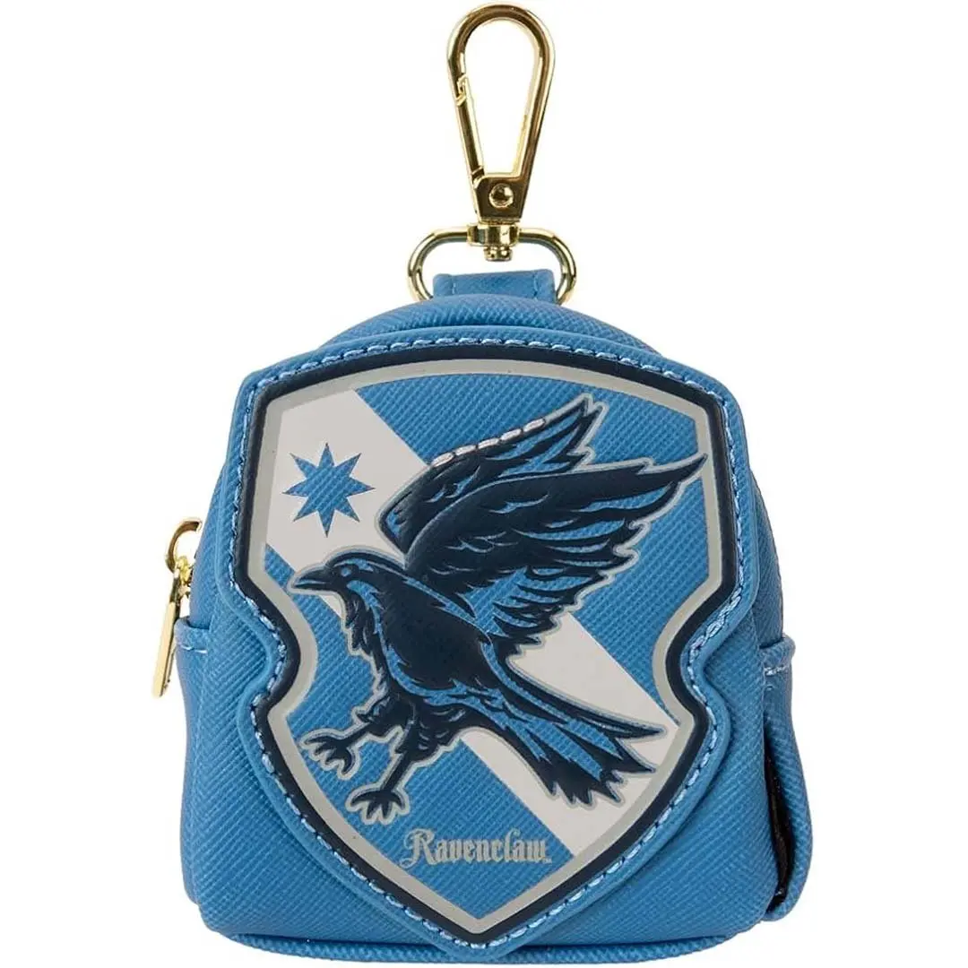 Loungefly Warner Brothers Harry Potter Ravenclaw House Quidditch Pet Disposable Poop Bag & Treat Holder, Vegan Polyurethane Leather, 3.25”w x 3.3”h x 1.5”d, Applique & Printed Details, Gold-Colored Metal Hardware, Lobster Hook, Represents House