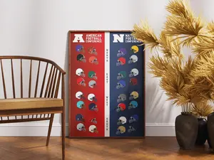 NFL Football Teams Poster AFC & NFC Wall Art (Unframed)