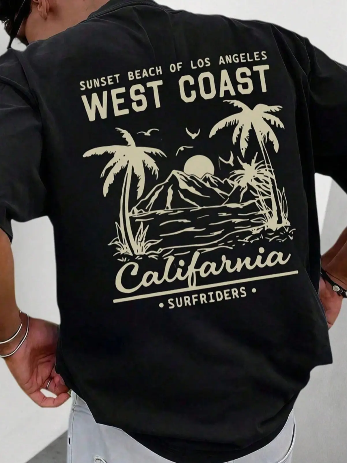 Vintage Wash Menswear California Graphic T-Shirt, Soft Round Neck Streetwear Top in Breathable 230g Cotton Fabric, Classic, Basic, Casual, Breathable Fabric, Unisex