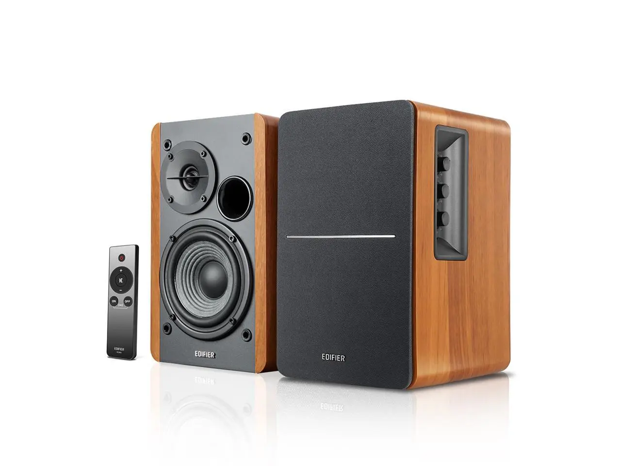 Edifier R1280Ts Powered Bookshelf Speakers - 2.0 Stereo Active Near Field Monitors - Studio Monitor Speaker - 42 Watts RMS with Subwoofer Line Out - Wooden