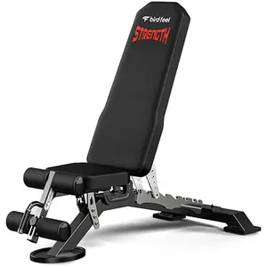 Pooboo Commercial Adjustable Weight Bench, 1800LBS Heavy Duty Workout Bench for Home Gym Strength Training, Removable Leg Holder for Flat/Incline/Decline Sit Up & Full Body Workout