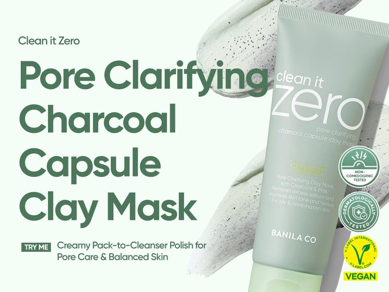 Banila Co Pore Care Trio Bundle - Clean It Zero Charcoal Capsule Pore Clay Mask, Pore Clarifying Cleansing Balm, Green Hydration Toner Pads for Oily & Acne Prone Skin