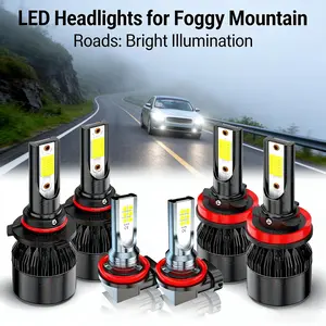 26000LM 6PCS LED Headlight Combo 9005+9006+H11 Fit for Toyota Corolla 2009-2013, 6000K Cool White High/Low Beam & Fog Light Bulbs, All-in-One Upgrade Kit
