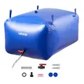 VEVOR 400L/105.7 Gal Emergency Water Storage Bladder, 46.1 × 30.7 × 20.5 In 1000D Double Layer Leakproof Tear-Resistant PVC Container, Straps, Garden Hose Kit, Easy-to-Use Foldable Portable Tank for Camping, RV Use