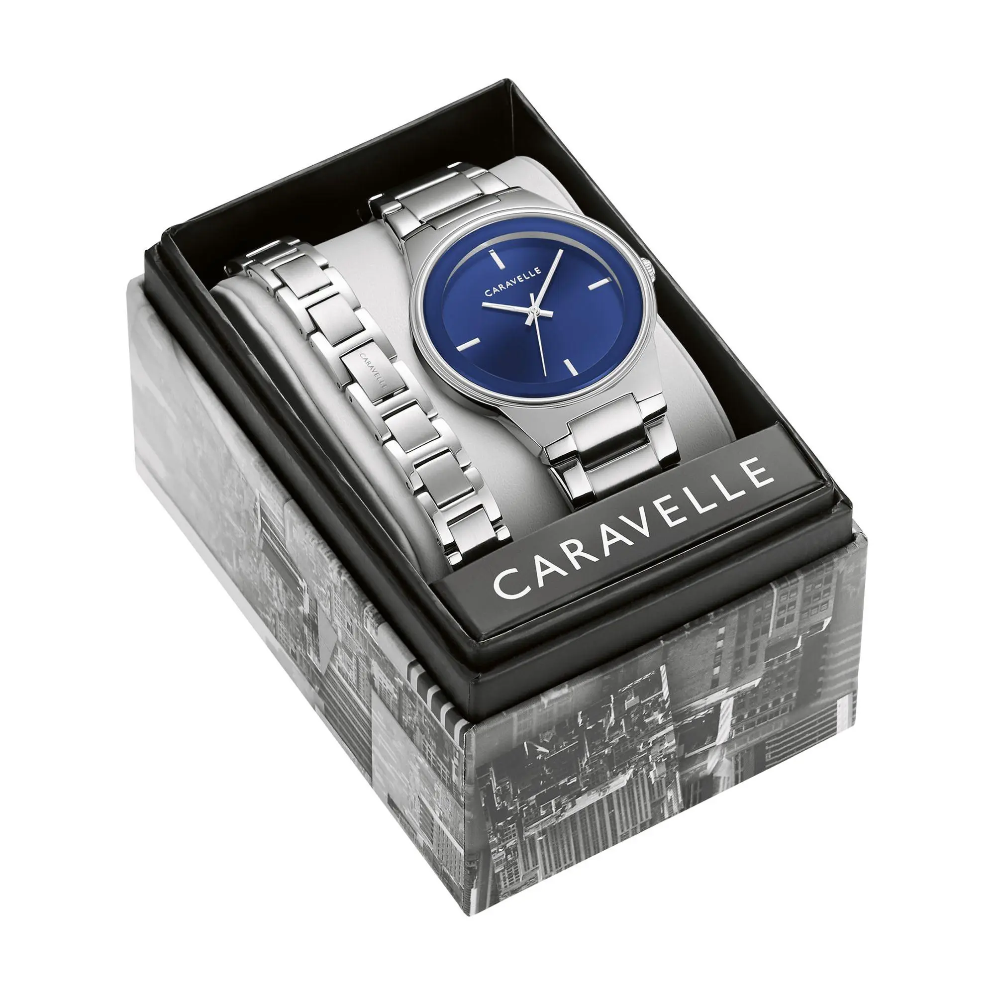 Caravelle by Bulova Men's Stainless Watch & Bracelet Box Set