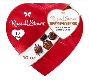Russell Stover, Red Foil Heart, 10 Ounce - Chocolate Gift Box for Valentine's Day, Mother's Day, Anniversary and Birthdays