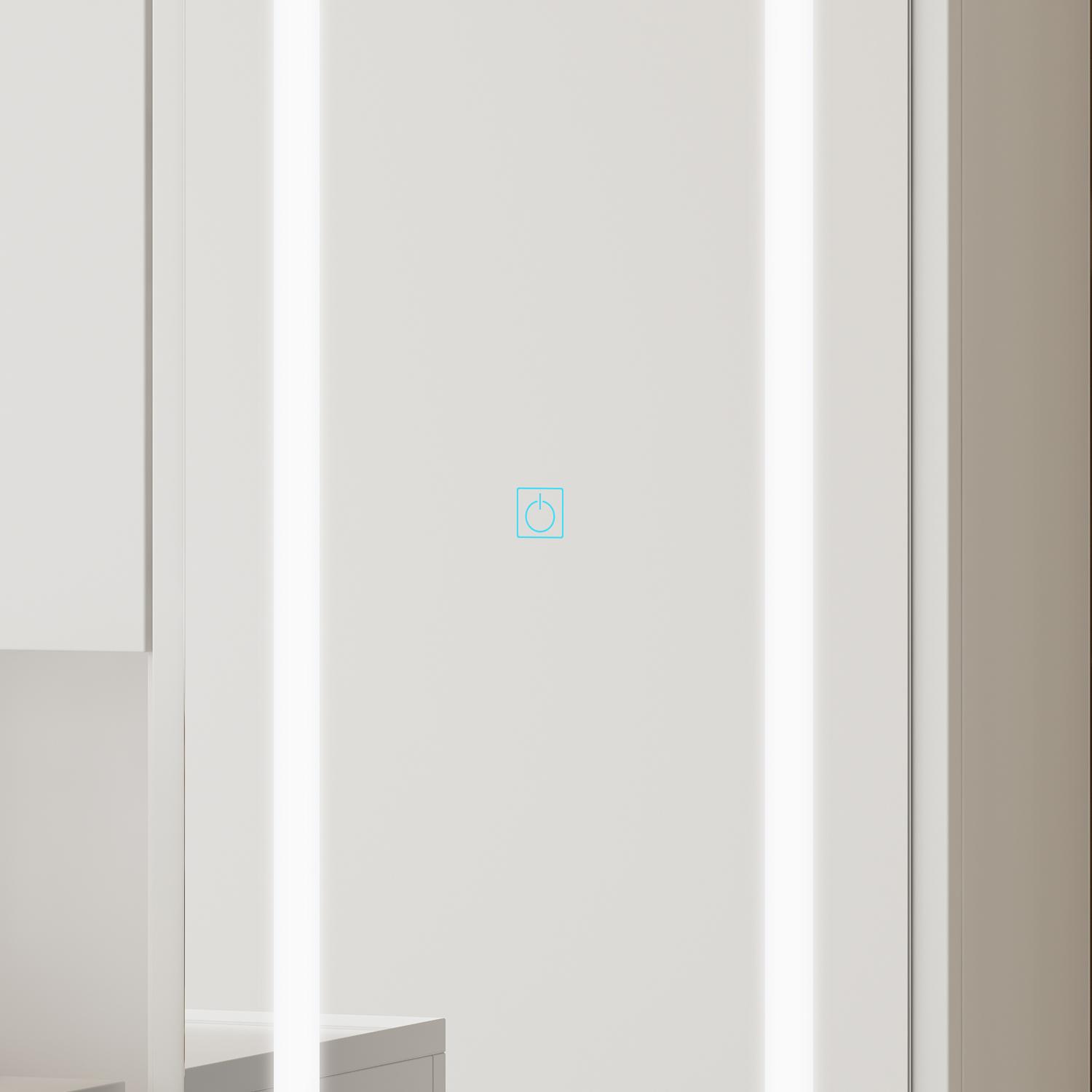 FUFU&GAGA Pink/White/Black Makeup Vanity Desk with Full-length Mirror & 3-Colors Adjustable Lights, 3 Drawers, Sliding Tabletop, Engineered Wood, Generous Storage Capacity