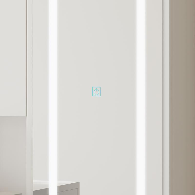 FUFU&GAGA Pink/White/Black Makeup Vanity Desk with Full-length Mirror & 3-Colors Adjustable Lights, 3 Drawers, Sliding Tabletop, Engineered Wood, Generous Storage Capacity