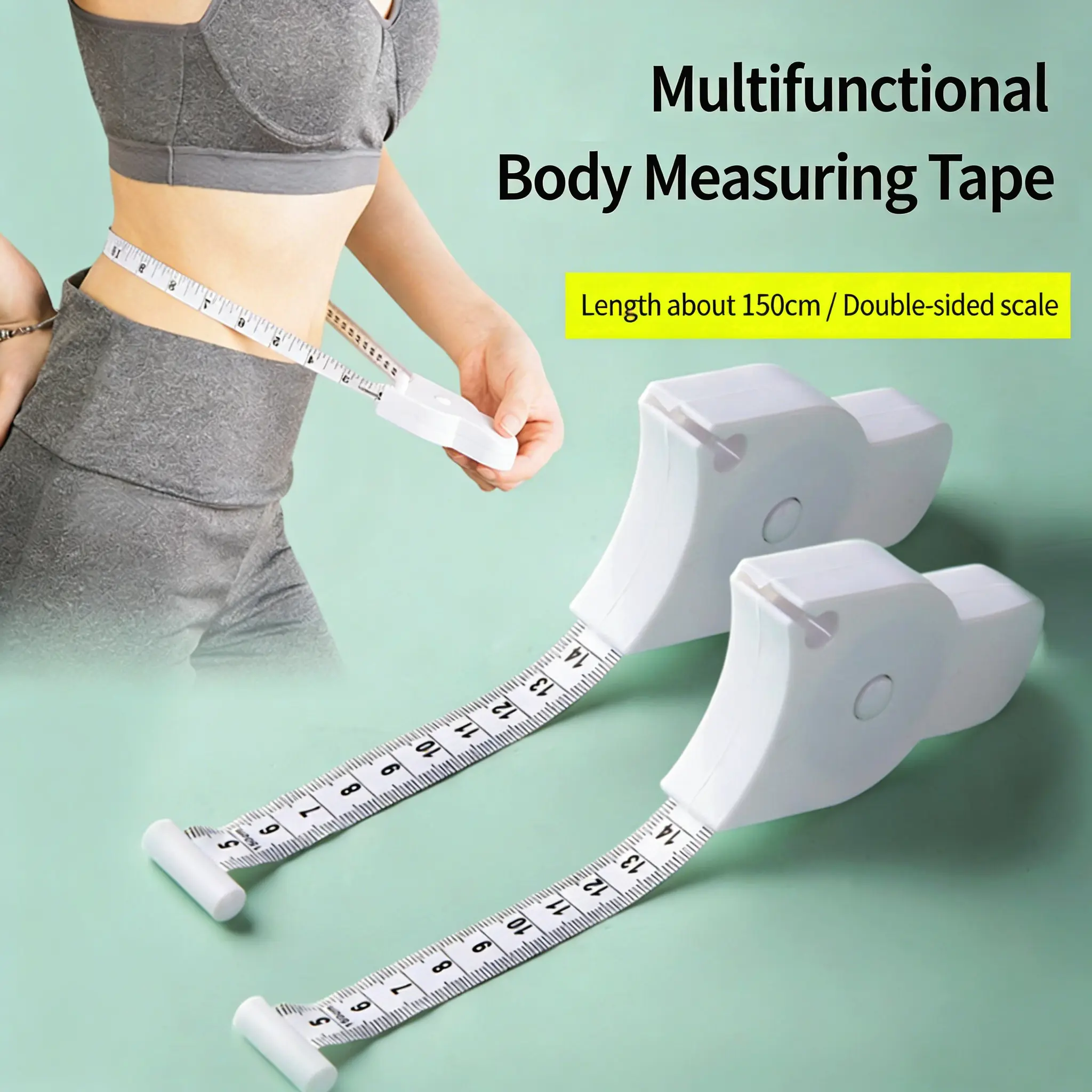 Auto-Retractable Body Tape Measure - 60-In Measuring Instrument for Fitness, Waist, Hip, Bust, Arms (Home Supplies, Party Bags & Gifts)
