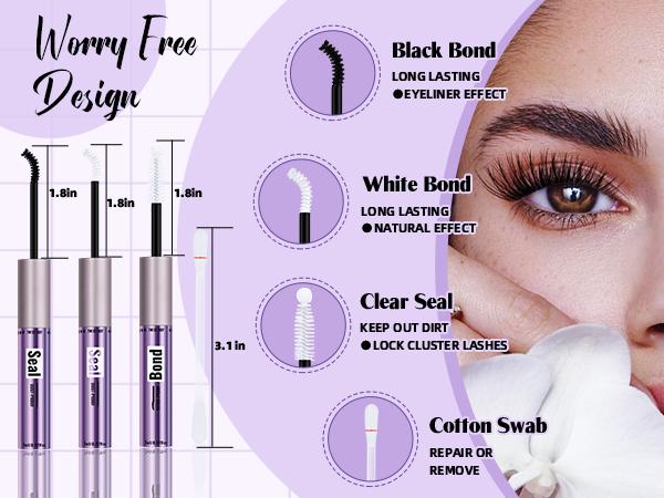 B&Q Waterproof Bond & Seal Long Lasting Hold 48-72 Hours Waterproof Cluster Lash Glue Wand Bond and Seal Makeup Feb Faves