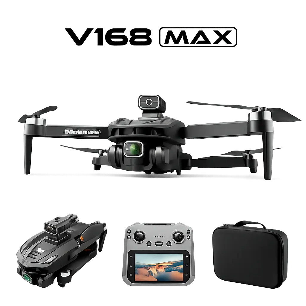 2026 V168 PRO MAX GPS Foldable Drone with 4.5" Screen Controller, HD Camera, Brushless Motor, Optical Flow Positioning, Stable FPV Transmission