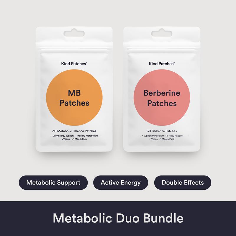 Kind Patches Metabolic Duo Bundle, 30 MB Patches + 30 Berberine Patches, Energy Support, Healthy Metabolism, Steady Release, Vegan