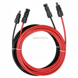 10 AWG Solar Panel Extension Cable PV Wire Solar Connectors Pair Black Red 6mm²