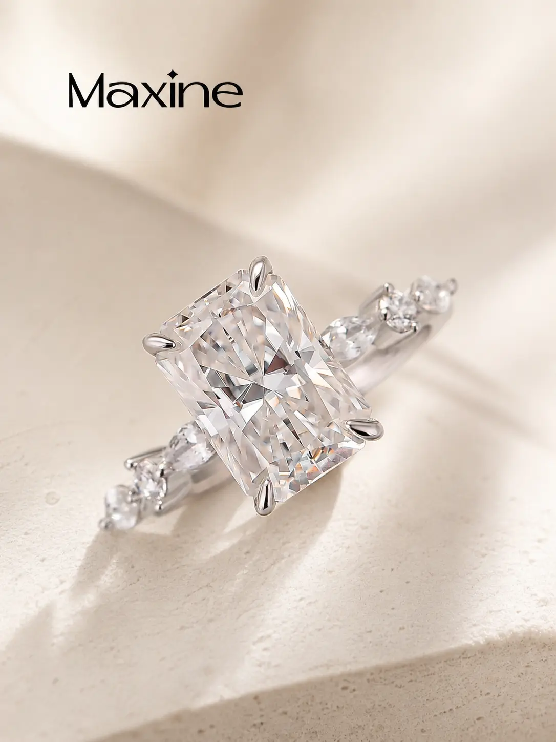 Maxine 3.5ct Radiant Cut Engagement Ring,2026 Bride Wedding Affordable Elegant Fashion Jewelry,Tarnish-resistant Gold Plated,Travel-friendly Ring