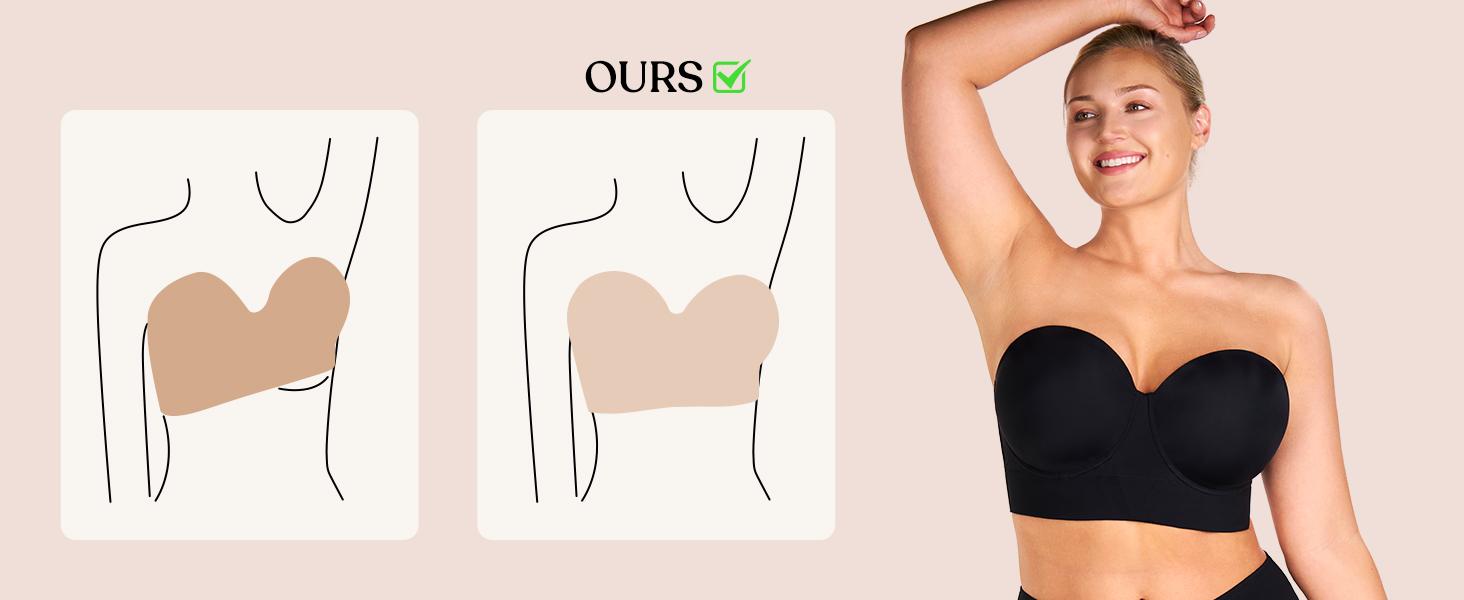 HSIA Blossom Daisy Lightlined Strapless Plus Size Supportive Grippy Longline Half Cup Women's Full Bust and Full Figure Corset Bra SpringStatements