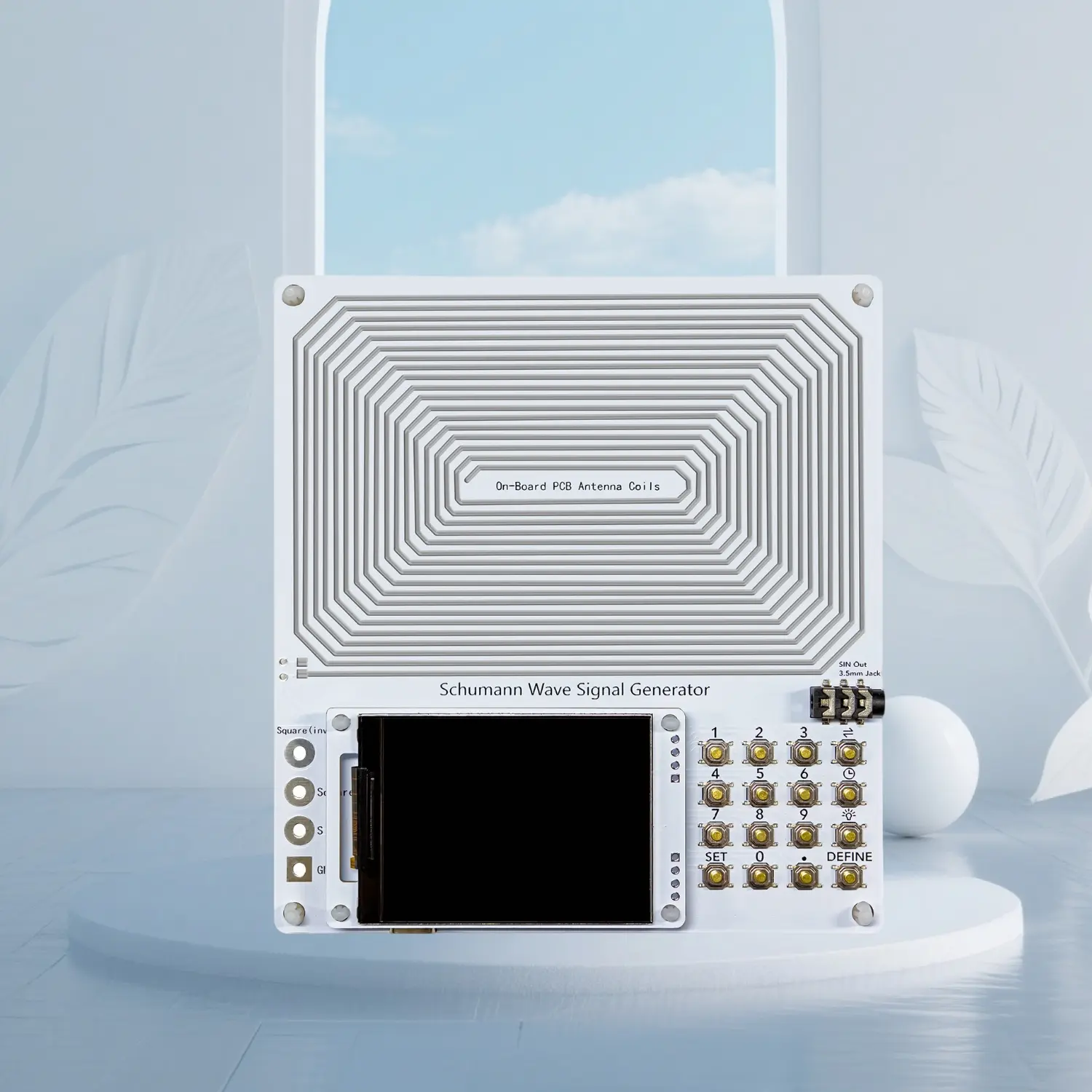 Frequency Generator for Treatment, Digital, Schumann Resonance Generator, Schumann Wave with Timer, LCD, Lcd Tft Display, Adjustable Range 0.001H-200KHz, Suitable for Meditation and Yoga, with AUX & Type-C Cables, White