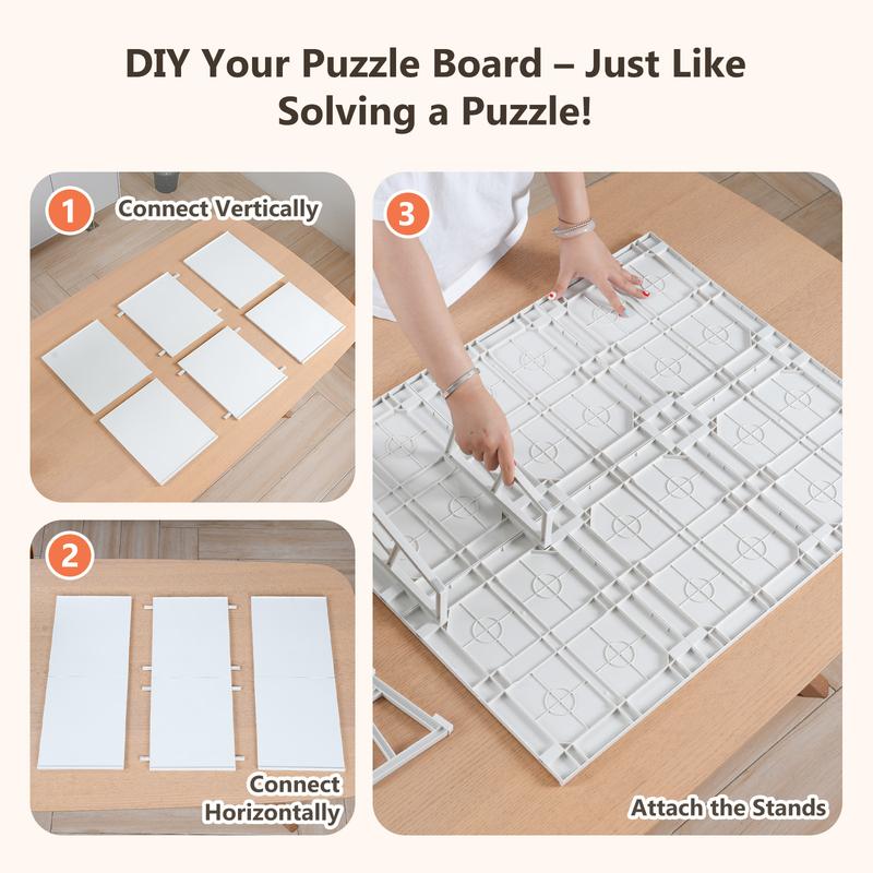 WELGEE DIY Tilting Puzzle Board with 6 Modular Panels & Stand, Lightweight Portable Puzzle Table for Adults & Seniors, Customizable Puzzle Accessory Only 3.5 lbs (White) WELGEE DIY Tilting Puzzle Board with 6 Modular Panels & Stand, Lightweight Portable Puzzle Table for Adults & Seniors, Customizable Puzzle Accessory Only 3.5 lbs (White)