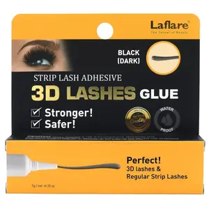 Laflare 3D Lashes Glue, Strip Lash Adhesive, Waterproof, Stronger Eyelash Glue Tube Style 0.25oz (Black/Clear)
