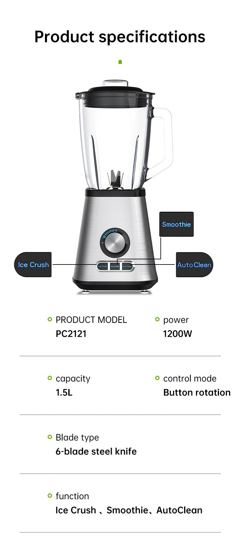 Blender Cup 1200W & Grinder Combo 30,000 RPM Powerful Motor Smoothie Kitchen Countertop Blender 1.5L Large Capacity Smoothie & Grinder Combo Crushes Ice for Cold Drinks, Fruit Purees, Milkshakes, Juices
