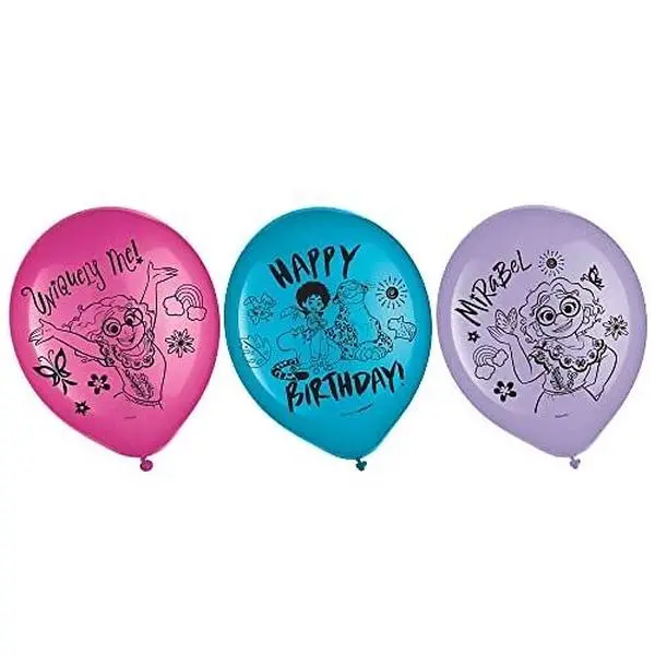 Encanto Multicolor Latex Balloons - 12" (6 Pc) - Eye-catching Decor for Parties & Celebrations