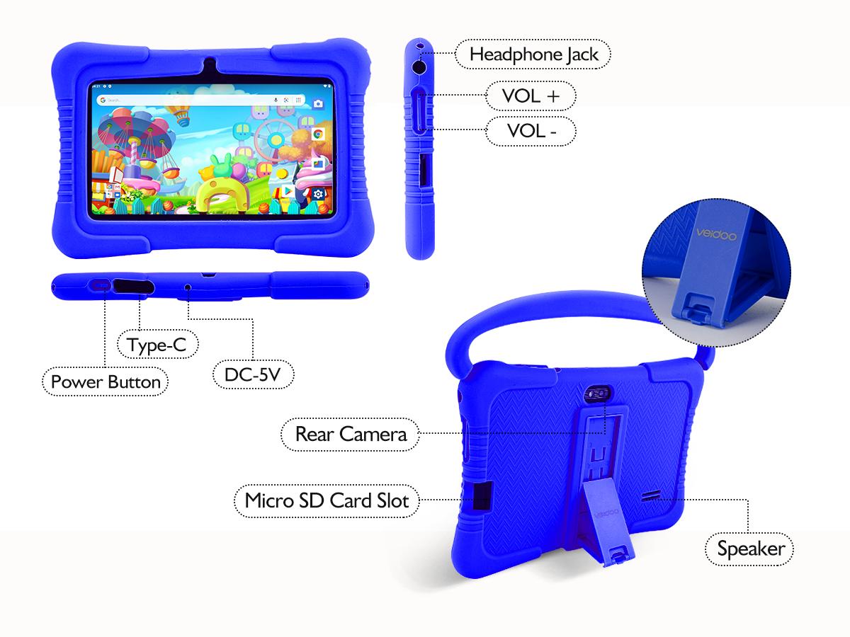 Veidoo Good Gift 7 inch Kids Tablet 32GB Android PC with Pre-Installed Educational Apps Fun Animal Themes for Boys Girls