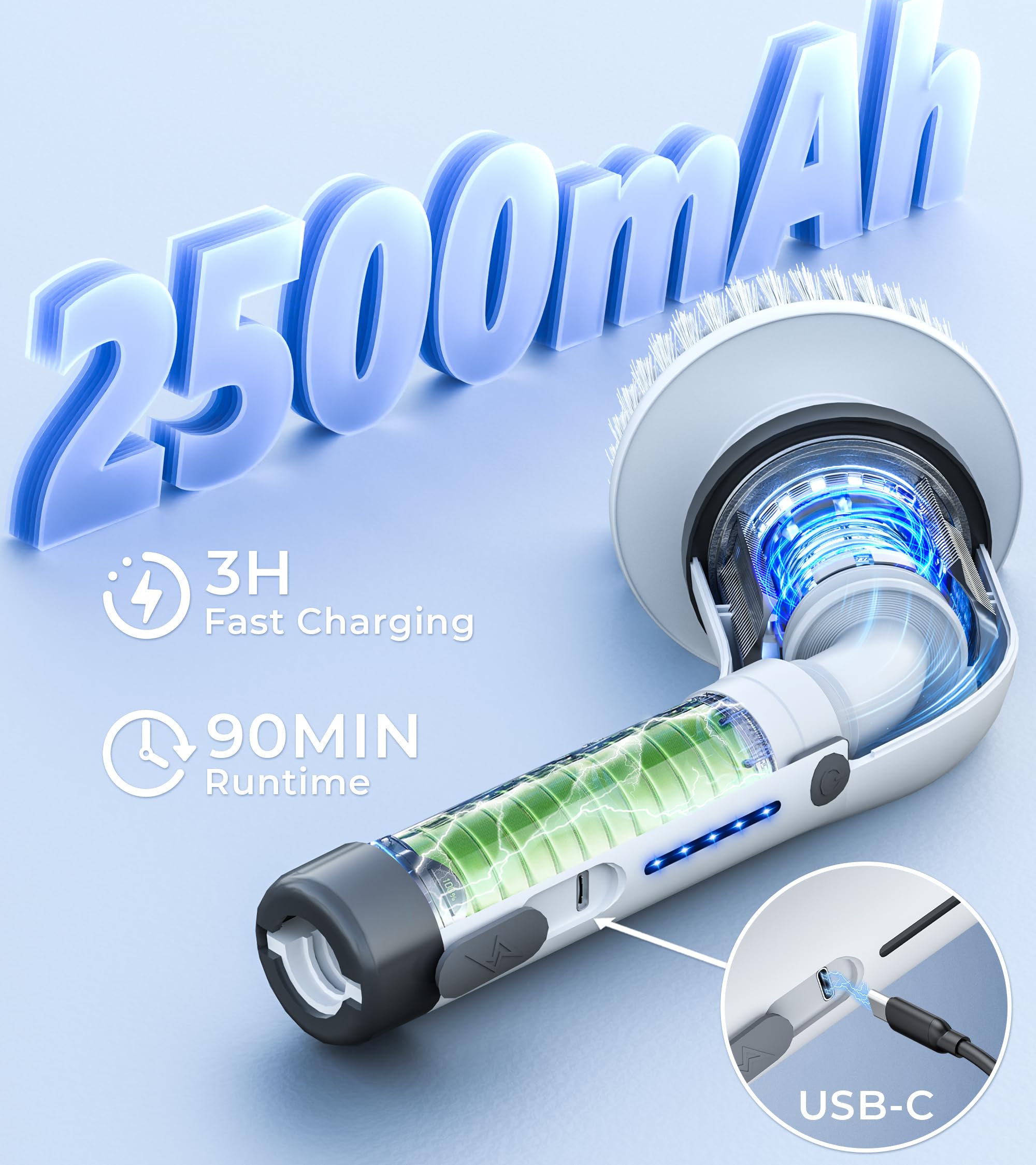 Electric Spin Scrubber Upgraded Cordless Shower Spin Scrubber Kit with 8 Replaceable Brush Heads 3 Adjustable Extension Handle Dual-Speed IPX7 Waterproof LED for Bathroom Kitchen Toilet Window Pool Car 2026 Spring Glow Up Multi-purpose Cleaning Kit