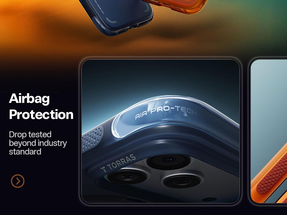 TORRAS Q3Air for iPhone 17/16/15 Pro Max Case with 360° Ring Stand & Airbag Protection 4-Meter Anti-Fall Shockproof Cover