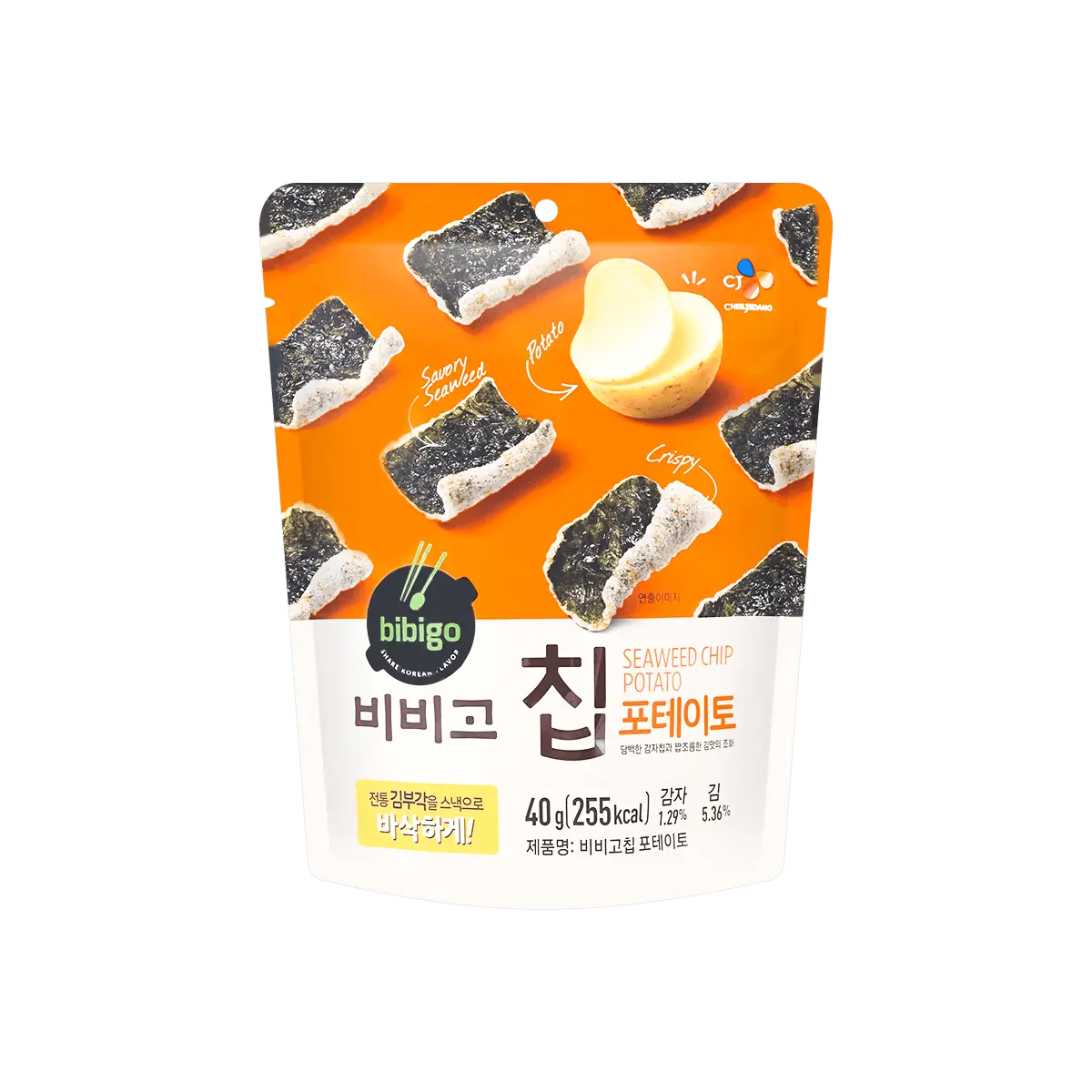 Bibigo Korean CJ Seaweed Snacks Crispy Original Flavor 40g - Healthy & Delicious Seaweed Chips