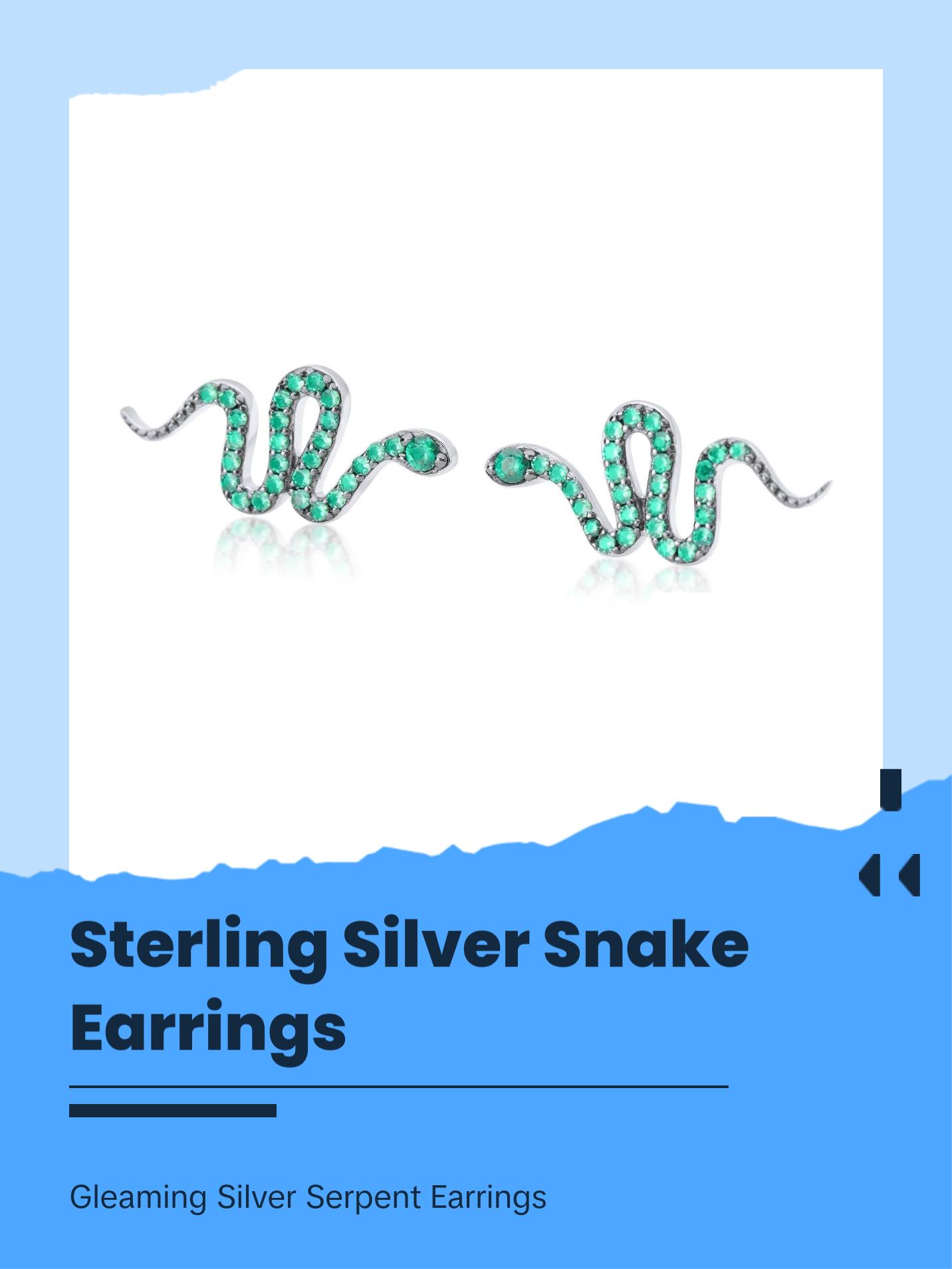 Sterling Silver Serpent Snake Earrings
