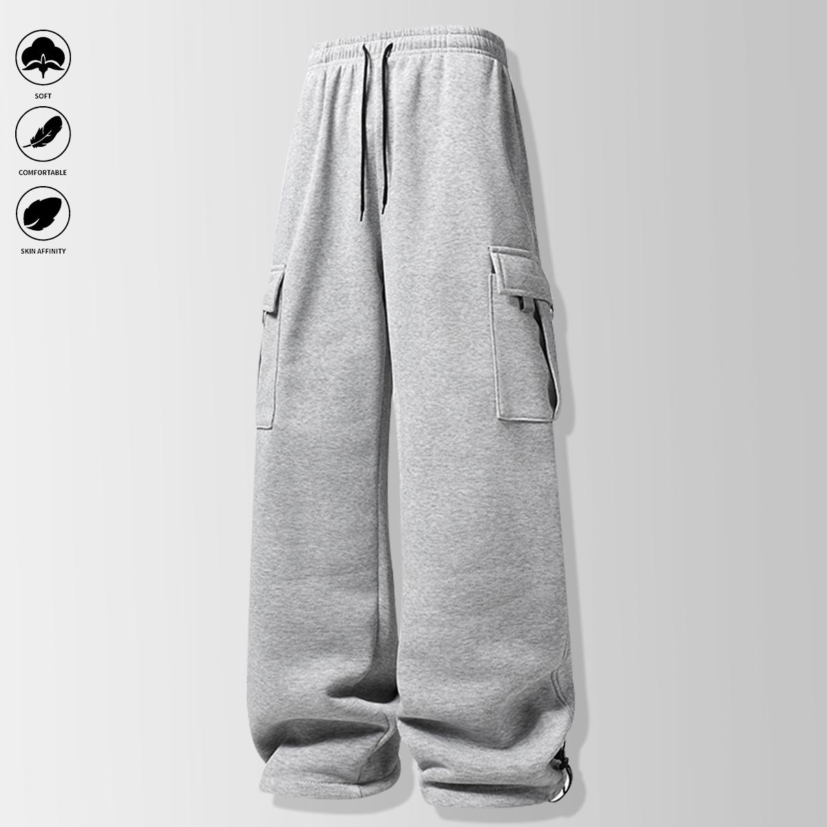 Men's Oversized Jogger Pants, All-Season Casual Streetwear & Athletic Pants with Pockets for Gym, Jogging, Casual Attire - Solid Color Loose-Fit Trousers, Relaxed Fit for Men & Teens, Versatile for Outdoor Activities & Style