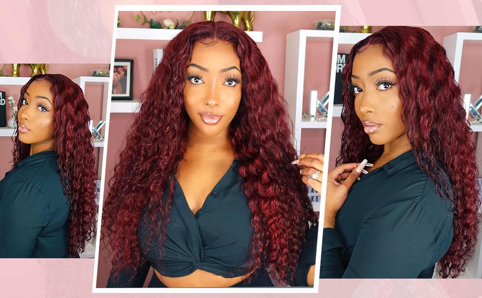 2026 TikTok Shop Deal Chocolate Brown Deep Wave Lace Front Wigs Human Hair 180 Density 13x6 HD Lace Frontal Wigs Curly Human Hair Brown Glueless Wig For Women Pre Plucked with Natural Hairline Valentine's Day Gift