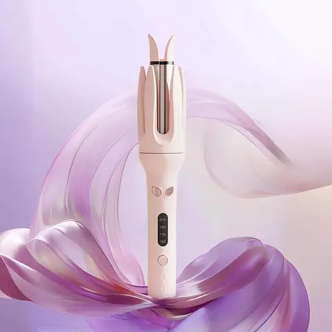 Automatic Curling Stick Hair Tool - 28mm Double Ceramic Wand, Anti-Scald, 4 Adjustable Temp Settings, 1-Button Start, Auto Stop, 15s Beep Reminder, Detangling, Adjustable Timer, Quick Styling, Easy to Use, Pink/Purple Festive & Home Party Gift