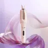 Automatic Curling Stick Hair Tool - 28mm Double Ceramic Wand, Anti-Scald, 4 Adjustable Temp Settings, 1-Button Start, Auto Stop, 15s Beep Reminder, Detangling, Adjustable Timer, Quick Styling, Easy to Use, Pink/Purple Festive & Home Party Gift