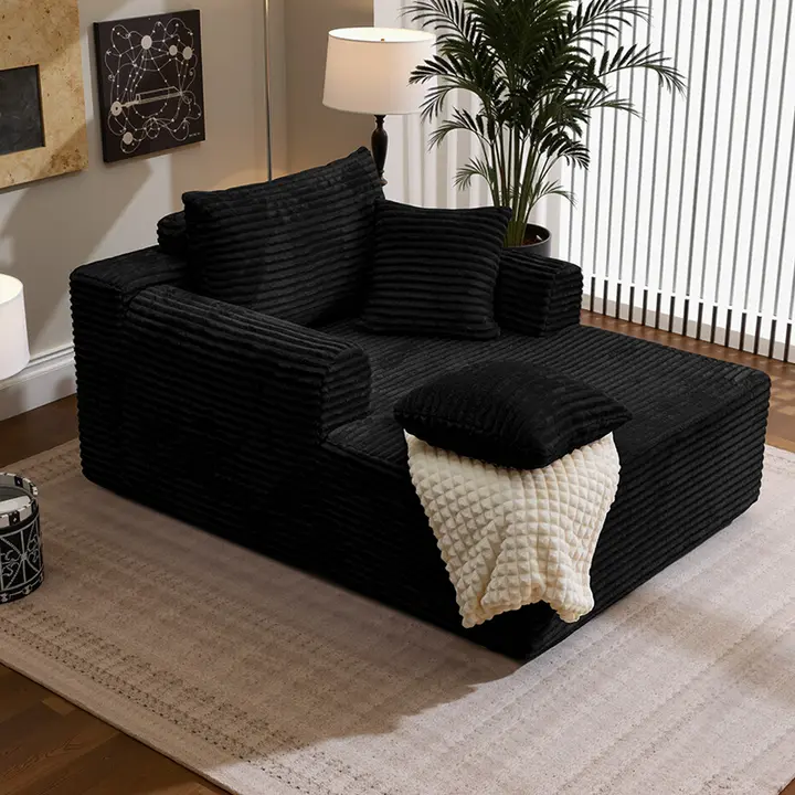 Lumoro Traditional 2 Seater Modular Convertible Sofa Bed - Corduroy Polyester Upholstery, 155cm Double Size Indoor Furniture