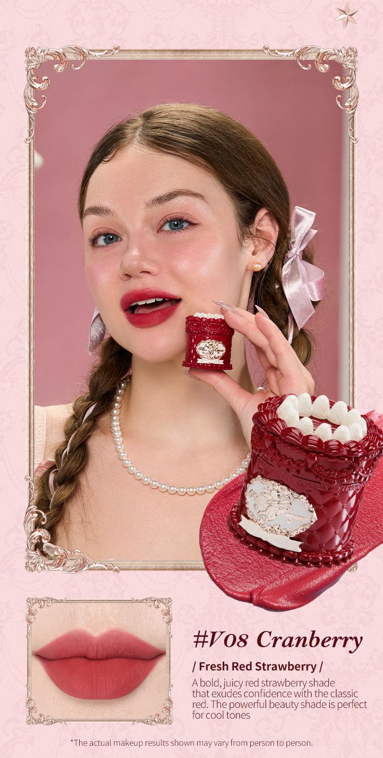 Flower Knows Strawberry Cupid Collection Cake Lip Cream, Smooth Matte Lip Cream, Long Lasting, Non-Stick Cup Lip Clay, Smudge Proof, High Pigment, Moisturizing, Summer Makeup Gift, Makeup Beauty Cosmetics