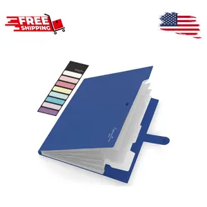 Expanding File Folder, Letter Size Accordion File Organizer, 5 Pocket Navy Blue