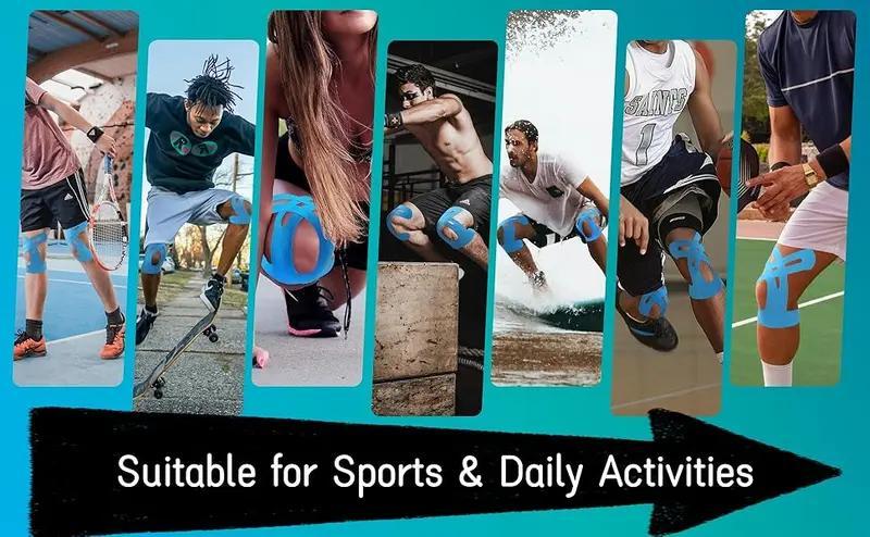 20 Pcs Precut Kinesiology Tape for Knees, Knee Support & Stability, Knee Pain Relief Athletic Tape - Waterproof & Elastic, Breathable Hypoallergenic Latex-Free Tape, Black 20 Pcs Precut Kinesiology Tape for Knees, Knee Support & Stability, Knee Pain Relief Athletic Tape - Waterproof & Elastic, Breathable Hypoallergenic Latex-Free Tape, Black