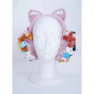 Clush Apparel Stuffed Animal Earmuffs with Glitter Cat Ears – Festival Accessory Ear Warmers *Handmade*