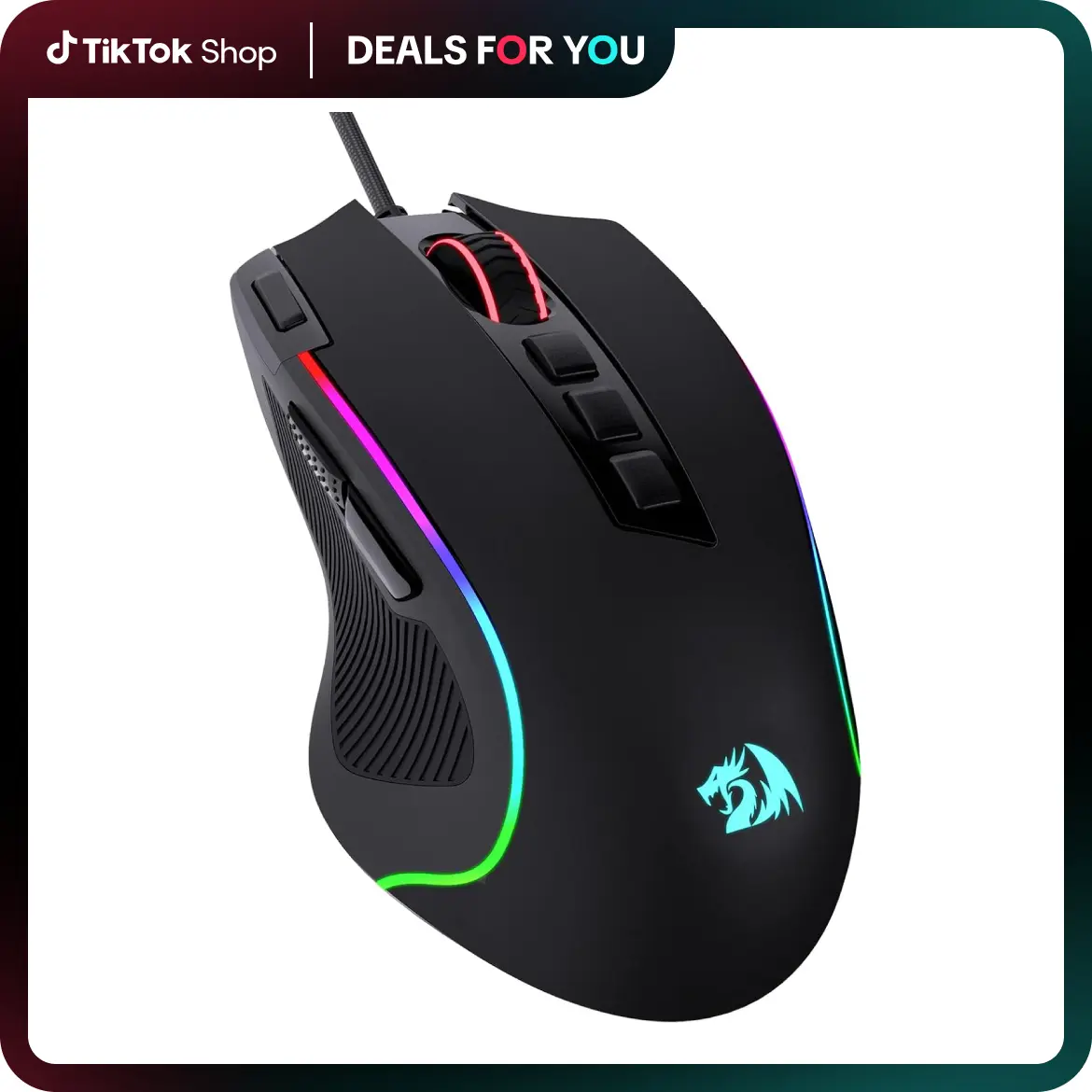 Redragon M612 Predator RGB Lights Wired Optical Tactical Gaming Mouse for PC Gamers, Wired Power, 8000 DPI Adjustable Speed, 11 Programmable Buttons, 5 Backlit Modes, Software-Supported DIY Keybinds & Rapid Fire Button (Right-Handed), Teen Boy Gift