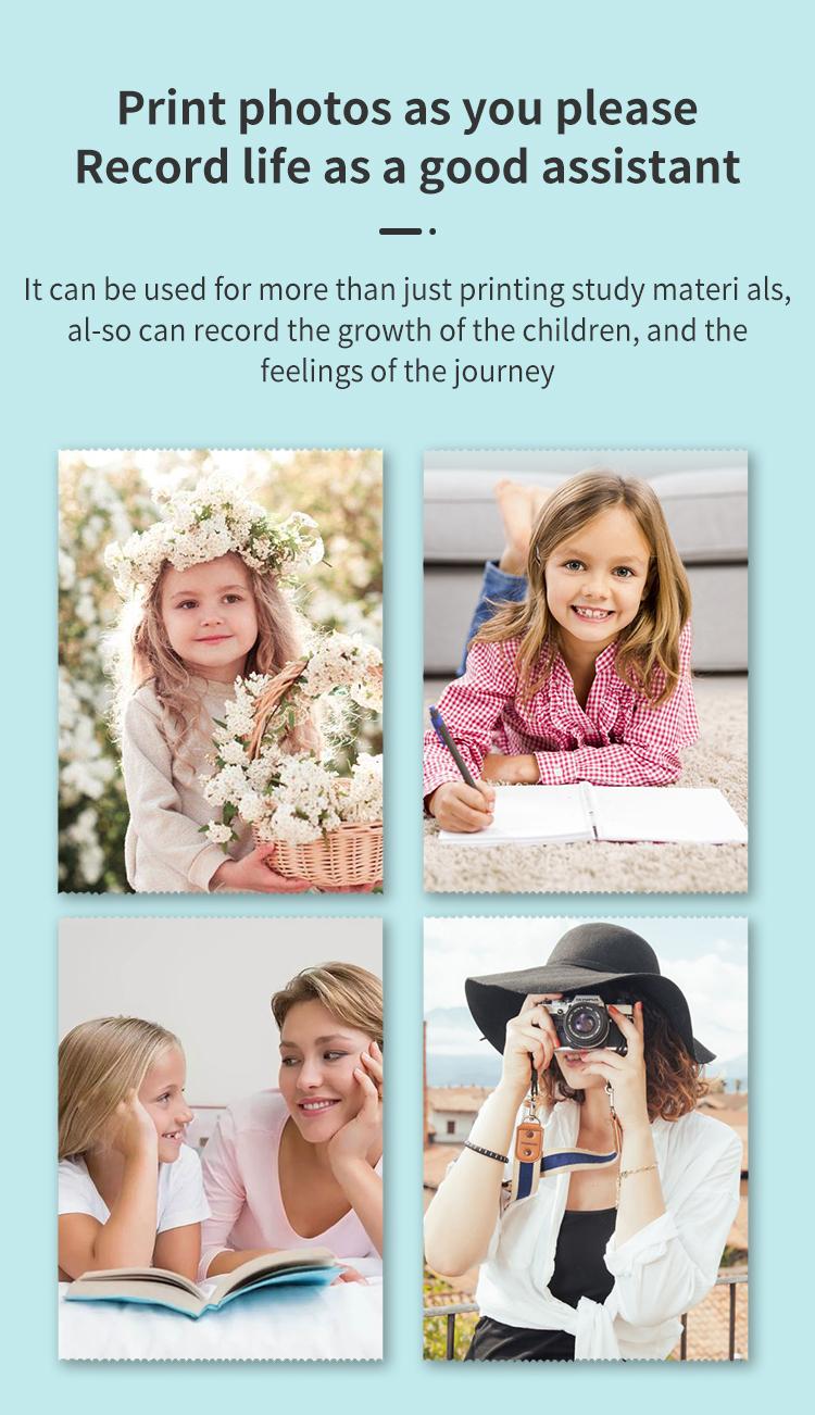 Mini Picture Printer, Portable Printer, Pocket Sticker, Receipt Printer, 203 DPI Resolution, Multifunctional Printer with 1000mAh Battery for Journal, Notes, Photo