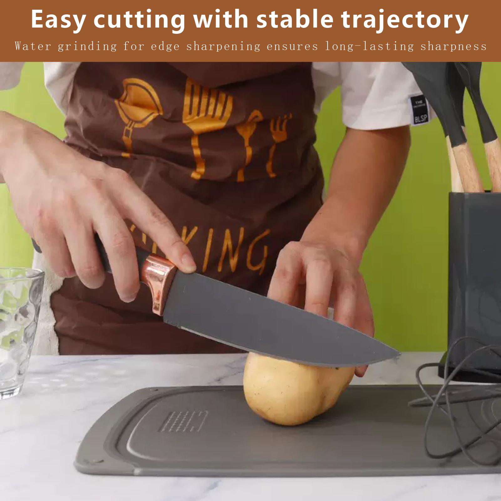 19-Piece Kitchen Knife Set (Including Heat-Resistant Silicone Cutlery and Equipped with Wooden Handles)It contains 1 chef's knife and knives compatible with non-stick cookware, and is an ideal gift for relatives and friends during New Year, White Pink