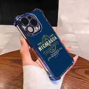 Creative graphic design for Nicaragua's Independence Day Suitable for Aesthetic Electroplated TPU Casing For iphone 17 16 15 14 13 12 11 X XS PRO PLUS MAX AIR Samsung S26 S25 S24 Four Corners Anti-Fall Transparent Casual Soft Silicone Phone Cases L1813